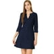 thumbnail image 1 of Vestido de mezclilla Allegra K Manga 3/4 Cuello dividido Azul oscuro M, 1 of 6