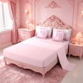 thumbnail image 3 of meiyoeat Pink Sequin Print 7 Pieces Full Size Bedding Sets For Girls,Ribbon Bowknot Alphabet Print M Full Size Bed in a Bag For Kids,Pink Reversible, 3 of 7