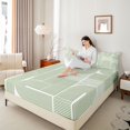 thumbnail image 3 of Castle Fairy Boho Linear Arch Pattern King Sheets 4pcs,Retro Curved Strip Graphic Bedding,White Sage Green,1 Flat Sheet, 1 Fitted Sheet and 2 Pillowcases, 3 of 7