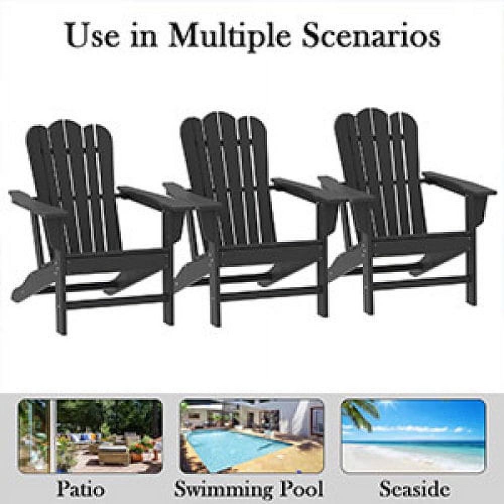 Adirondack Chair Plastic Weather Resistant, Backyard Chair for Patio Deck Garden Set of 3, with 2 Plastic Chairs & an Outdoor Side Table, Folding Outdoor Chair, Chair Patio Garden Chairs Black - image 3 of 7