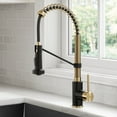 thumbnail image 2 of KRAUS Bolden Commercial Style 2-Function Single Handle Pull Down Kitchen Faucet in Brushed Brass / Matte Black, 2 of 8