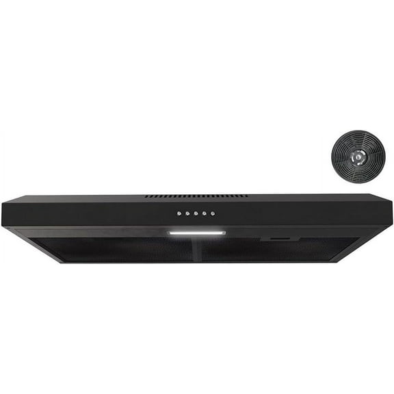 Streamline 30 in. Castellaro Ductless Undermount Range Hood in Grit Black with Mesh Filters, Push Button Control, LED Light