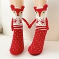 thumbnail image 5 of Funny Couple Socks Fuzzy Christmas Magnetic Mid-Calf Stockings for Women & Men - Novelty Xmas Gift for Friend (Red And White Dots), 5 of 6