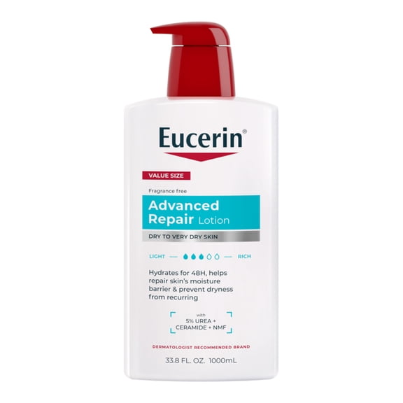 Eucerin Advanced Repair Body Lotion for Very Dry Skin, 48-Hour Moisture, Fragrance Free, 33.8 fl oz