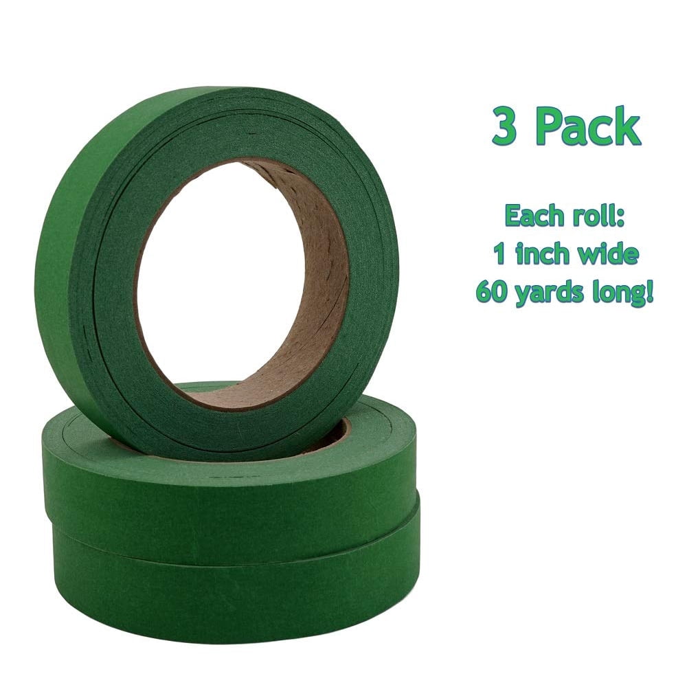3 Rolls Painters Tape (1 in x 60 Yards) Color Frog Green, Made in USA