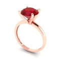 thumbnail image 2 of 2.5 ct Round Cut Simulated Ruby Solitaire 14K Rose Gold Womens Engagement Ring, 2 of 5