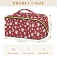 thumbnail image 4 of FORMRS Makeup Bag Travel Cosmetic Organizer for Women Fold Flat Zipper Pouch with Handle, Red Cartoon Paws Pattern, 4 of 8