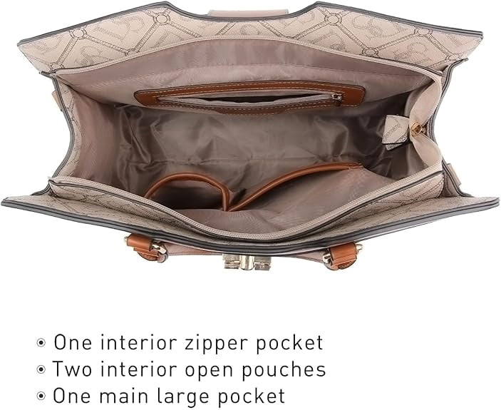 Dasein Handbags for Women Purses Monogram Satchel Purse Large Tote Ladies Handbag Shoulder Bags Top Handle Work Bag 2pcs Set