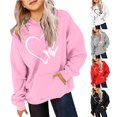 thumbnail image 2 of YUEHUA Valentine's Day Hoodies for Teen Girls Kids Boys Cute Sweatshirt Oversized Long Sleeve Pullover Tops Trendy Preppy Clothes, Size 4-5 Years, 2 of 4