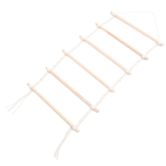 QIFULL Hair Clip Organizer Macrame Style Beige Cotton Rope Wood for Home Decor