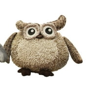 10" Charming Brown Plaid Owl w/ Textured Ivory Plush Table Top Christmas Figure