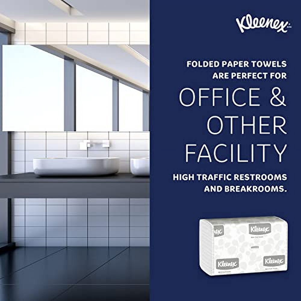 Kleenex® Multifold Paper Towels (01890), 1-Ply, 9.2" x 9.4" sheets, White, (150 Sheets/Pack, 16 Packs/Case, 2400 Sheets/Case)