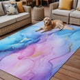 Abstract Marble Outdoor Rug, Blue Pink Gold Gradient Crack Texture Art ...