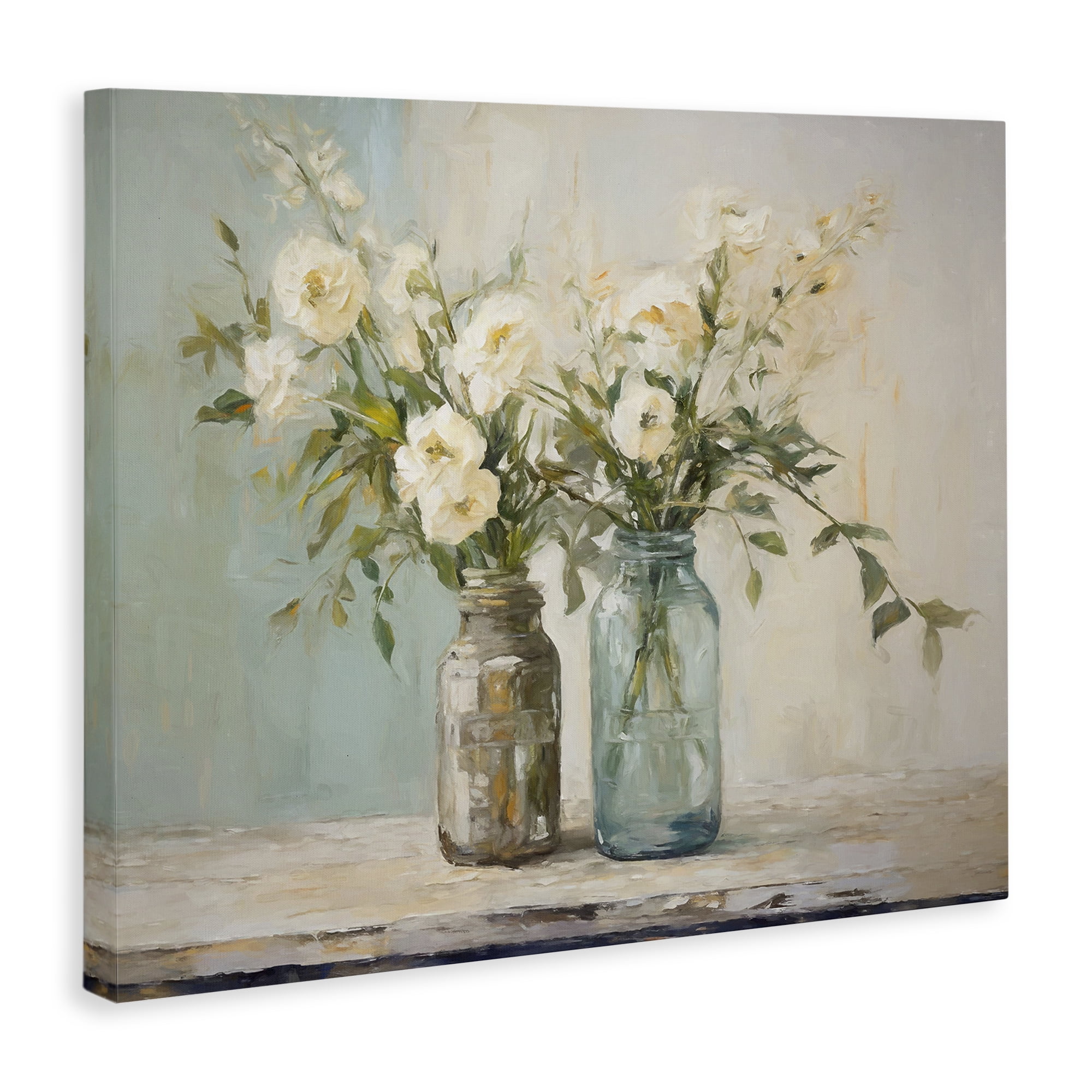 Stupell Industries Mason Jar Bouquet Botanical & Floral Painting Gallery Wrapped Canvas Art Print Wall Art, 20 x 16
