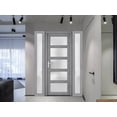 thumbnail image 3 of Front Exterior Prehung Metal-Plastic Door Frosted Glass / Manux 8002 Grey Ash / 2 Side Windows / Office Commercial and Residential Doors Entrance Patio Garage 68" x 80" Left-hand Inswing, 3 of 6