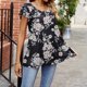 thumbnail image 2 of Camisetas con estampado de cuello redondo para mujer Elegantes camisetas informales de primavera y verano con cuello en V y manga Ruck Blusa Tops Camisa de manga corta OAVQHLG3B Store  lin121212, 2 of 5