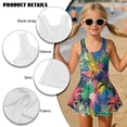 thumbnail image 4 of DISNIMO Palm Tree Printed Girls' One Piece Swimsuit Hawaiian Summer Bathing Suit for 3-13 Years Sleeveless Swim Dress for Kids, 4 of 8