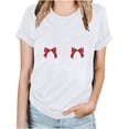thumbnail image 3 of DeHolifer Womens T-shirts Bowknot Graphic Pritned Short Sleeve Crewneck T-shirts Loose Casual Fashion Blouse Tops White XL, 3 of 3