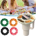 thumbnail image 3 of YAOMOBB Food Grade Snack Container Silicone Snack Plate 5 Compartments Portable Outdoor Picnic Beverage Cup Holder, 3 of 7
