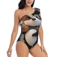 thumbnail image 3 of Sikiie Cartoon Pandas Basketball Print Women One Piece Swimsuits Tummy Control One Shoulder Bathing Suits Ruffle Swimwear, From S to XXL-X-Large, 3 of 6