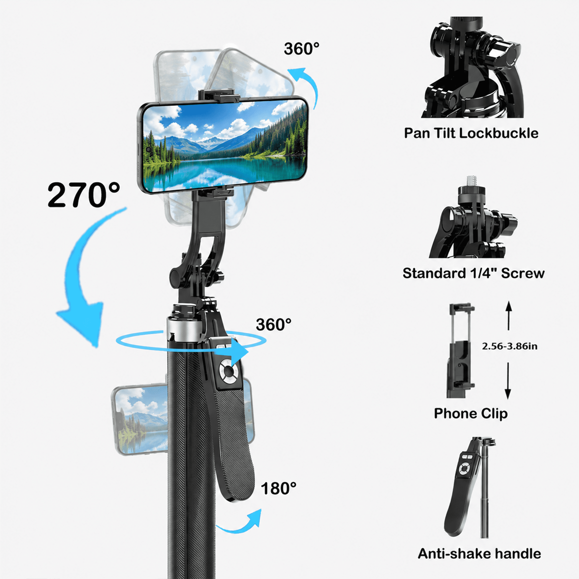 TIKBBRMG Phone Tripod and Selfie Stick 71in Extendable Phone Stand with Light, Remote & Rotatable Grip for Travel/Selfie/Recording/Vlogging, Compatible with iPhone/Android (Black)