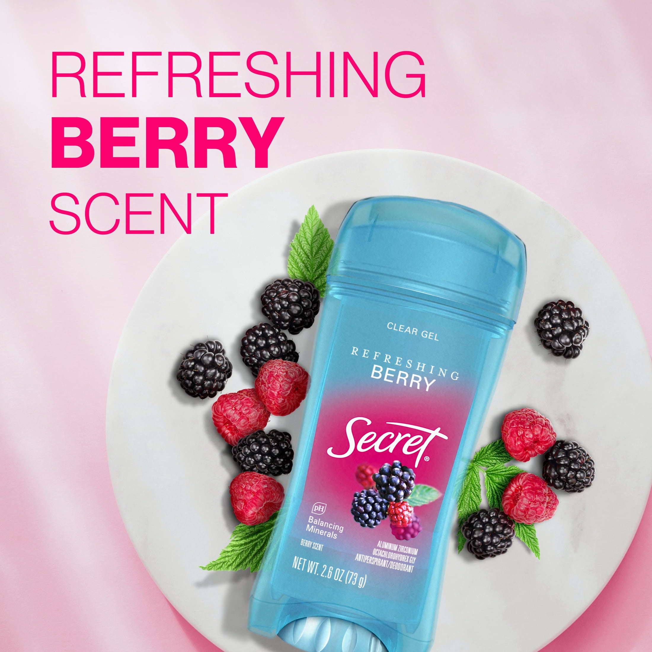Secret Fresh Clear Gel Antiperspirant and Deodorant, Berry, 3 x 2.6oz