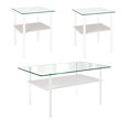 thumbnail image 5 of GZXS 3 Piece Living Room Table Set, Glass Coffee Table and 2 End Tables, Accent Table with Shelf and Metal Legs for Home Office, Clear & White, 5 of 8