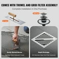 thumbnail image 3 of KFFKFF Shower Enclosure Kit, 72"x72" Base with 2" PVC Drain Flange, 4" Metal Drain Cover, Water-Resistant Barrier & Membrane & Sealing Strip, Inclined Shower Base Rods for Bathrooms, 3 of 9