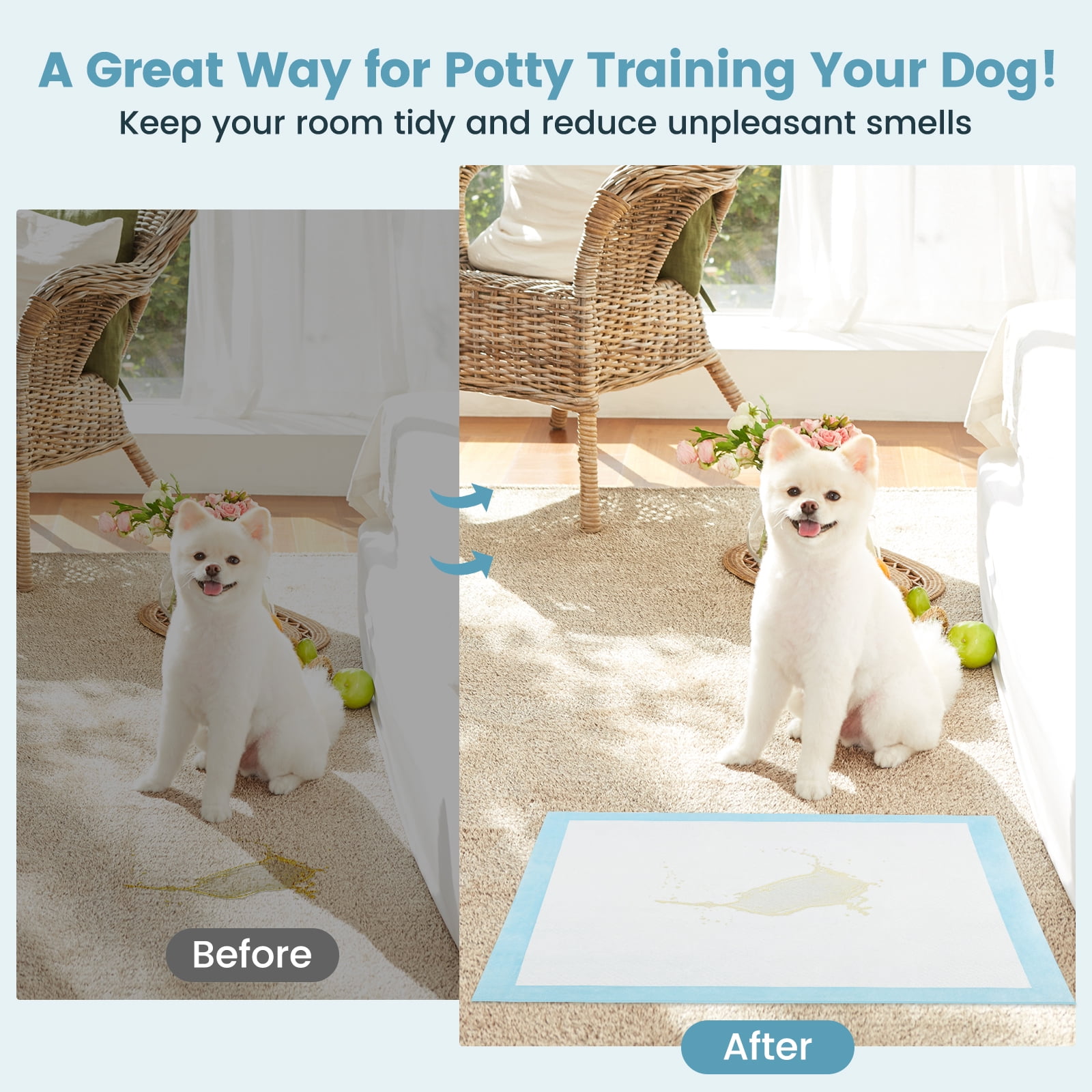 Gymax 24''x 17''(300 Counts) Dog Potty Training Pads Puppy Pee Pads w/ Quick-Drying