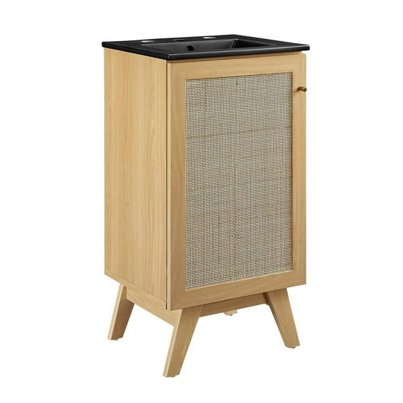 Modway Soma Coiffeuse Moderne en Bois de 18 Pouces pour Salle de Bain avec Étagère Réglable en Chêne/noir