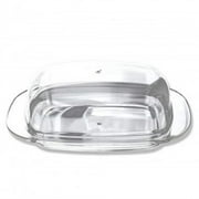 Large Double-Wide Clear Acrylic Butter Serving Storage Dish with Lid