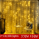 thumbnail image 1 of Luces de cortina LED, luces de cadena, luces intermitentes, luces navideñas, decoración, 220 V, 110 V, 1 of 3