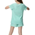 thumbnail image 4 of Beezizac Summer Pajamas For Girls – Green Stripe & Glittering PJS Pal Cute Jammies Set Big Kids Size 10, 4 of 8
