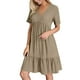 thumbnail image 1 of Vestido camisero informal con cuello en V y botones para mujer: vestido de manga corta, color liso y corte holgado para la playa, fiestas y uso diario, 1 of 6