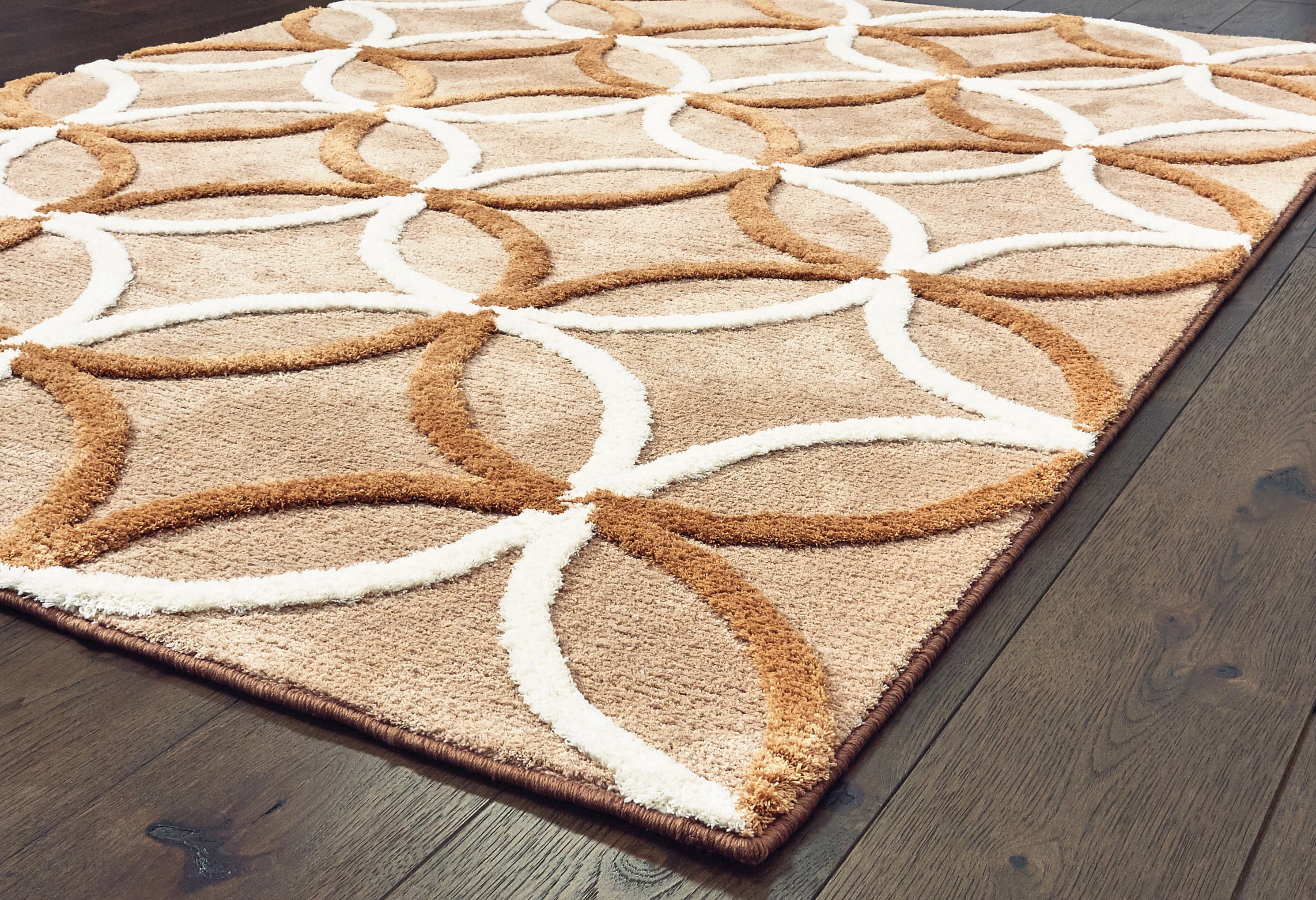 United Weavers Telegonus Oracle Geometric Beige Woven Microfiber Area Rug