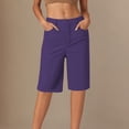 thumbnail image 2 of Knee Length Shorts for Women 2026 Summer Stretchy Straight Leg Dressy Casual Office Work Shorts with Pockets, 2 of 5