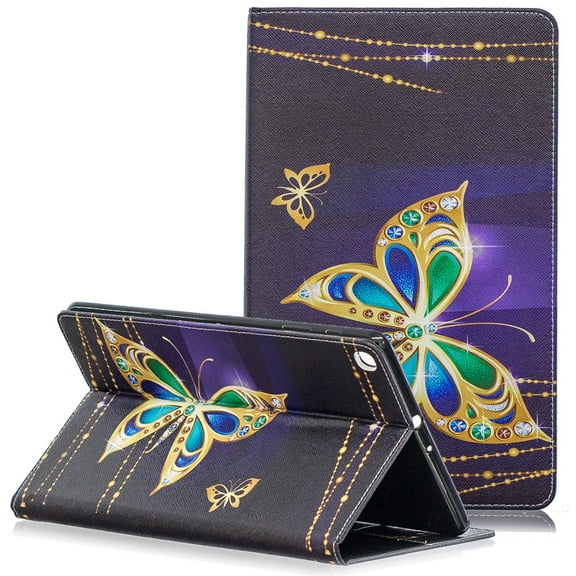 Galaxy Tab A 10.1 2019 Case SM-T510 T515, Allytech Premium PU Leather Slim Fit Folio Stand Soft TPU Back Cover for Samsung Galaxy Tab A 10.1 Inch 2019 Released, Gold Butterfly