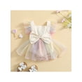 thumbnail image 2 of Qmyliery Infant Girls Romper Tutu Skirt, Square Collar Sleeveless Bow Decor Princess Dress, White/ Multi-color, 2 of 9
