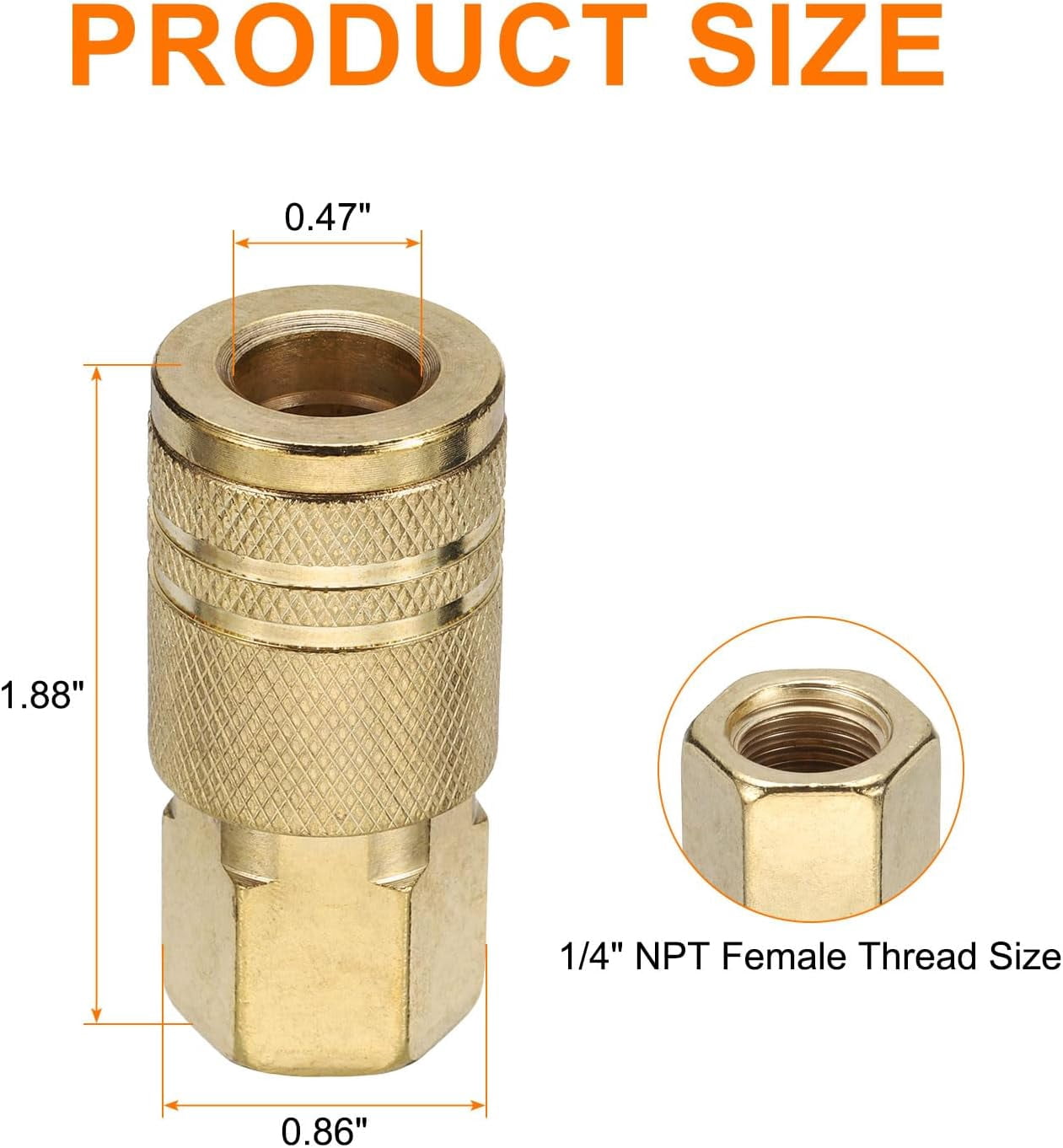 MKEUDQ-2pcs Female Industrial Coupler 1/4" NPT M Style Air Hose Fittings Quick Connector Air Coupler for Air Compressor Pneumatic Tools