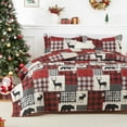 thumbnail image 2 of Studyset Black Red Christmas Quilt Set Queen Size, Reversible Printed 3 Pieces Quilts Coverlet Bed Set Holiday Decorative Bedding, Soft Microfiber Fabric, 1 Quilt and 2 Pillow Shams, 2 of 9