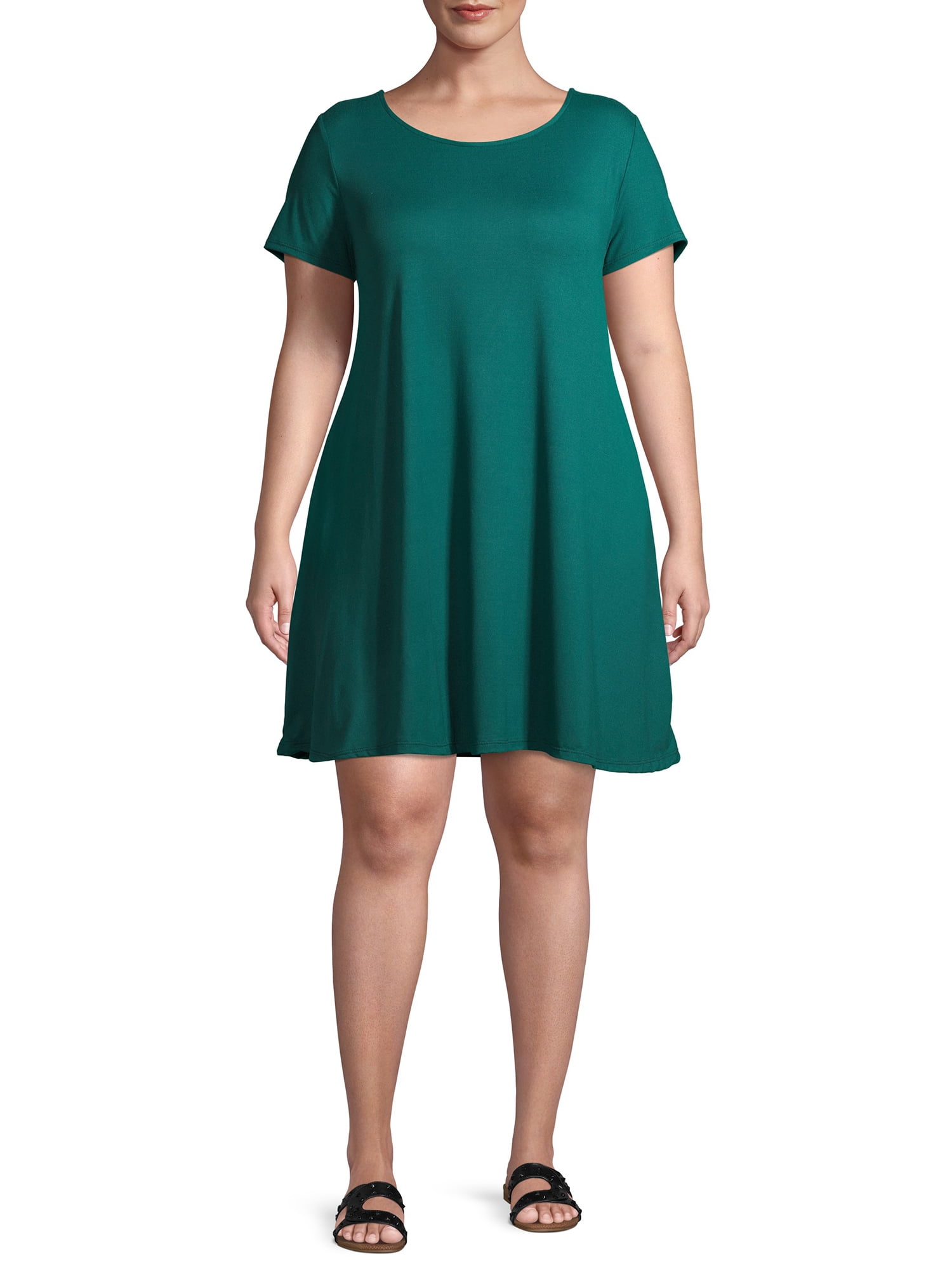 Ella Samani Women's Plus Size Short Sleeve Tshirt Dress with Pockets