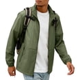 thumbnail image 6 of GrmtClth Men's Lightweight Stand Collar Windbreaker Jacket, Casual Full Zip Up Outerwear with Pockets, Breathable Coat Sun Protection Clothing Army Green 2XL, 6 of 8