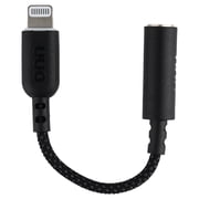 onn Braided Lightning to 3.5mm Aux Adapter, Black