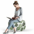 thumbnail image 2 of Monstera Pouf Cover with Zipper, Tropical Jungle Foliage Hawaiian Nature Growth Sketchy Leaves Environment Eco, Soft Decorative Fabric Unstuffed Case, 30" W X 17.3" L, Green and White, by Ambesonne, 2 of 5