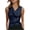 Dark Blue, variant on Women's Button Splicing V-Neck Sleeveless Top – Solid Color Casual Blouse, Effortless Everyday Fashion Lavender Purple，L