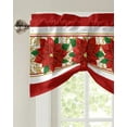 thumbnail image 3 of Christmas Winter Poinsettia Flowers Window Curtain for Living Room Christmas Kitchen Cabinet Tie-up Valance Curtain Rod Pocket, 3 of 6