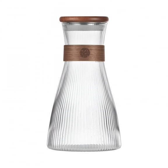 ACDANC Ribbed Glass Carafe With Wood Lid,Airtight Clear Glass Pitcher For Water Juice Bar Iced Tea,Gift Boxed Drink Containers For Fridge