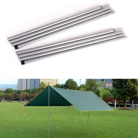RUNROTOO Camping Tarp Support Poles 2Pcs Iron Silver 2m