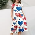 thumbnail image 5 of Kid Girl Dress Ruffled Sleeve Tiered Swing A-Line Cute 4th Of July Dress For Girls Birthday Dress Girls Summer Princess Party Dress, 5 of 5
