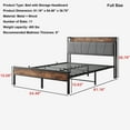 thumbnail image 4 of Bellemave Modern Industrial Full Platform Bed with Storage Headboard and USB Ports Black Metal Bed Frame with Charging Station and Metal Slats, Noise-Free, No Box Spring Needed, Full Size, 4 of 9